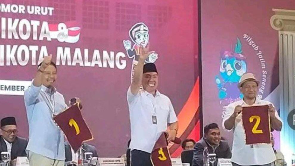 KPU Kota Malang Lakukan Pengundian Nomer Urut Paslon di Pilkada&nbsp;2024